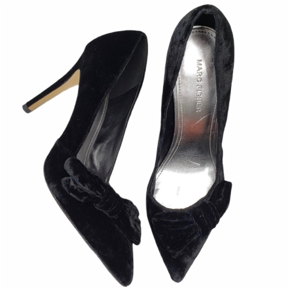 Marc Fisher | Black Suede Bow Pointed Toe Heels 9